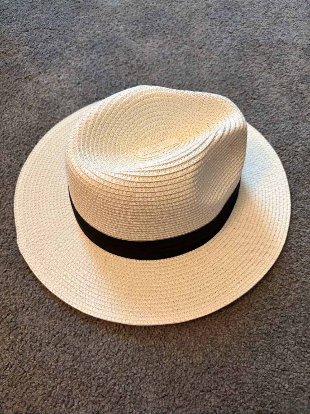 Amazon Cream Straw Fedora with Black Band - Men's Hat